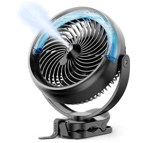 Koonie 8-inch clip-on misting fan with 200ml water tank and strong clamp