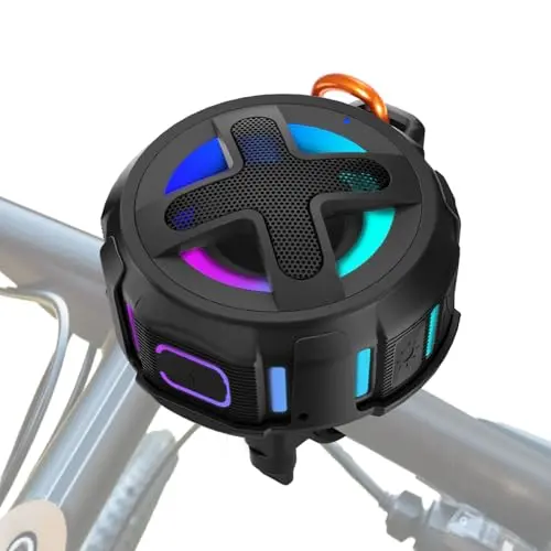 XLEADER X8BKPRO black bike speaker mounted on handlebar with RGB lights