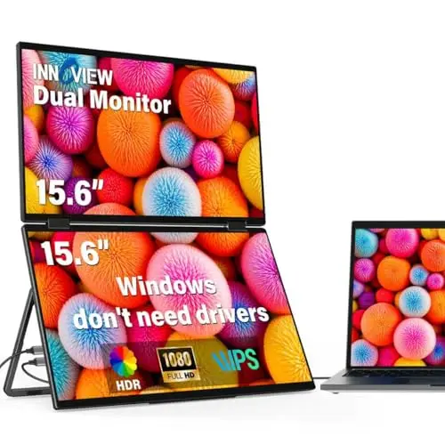 InnoView foldable dual 15.6-inch portable monitor setup