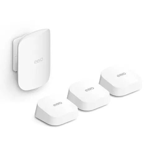 Box containing the Amazon eero 7 3-pack and eero Outdoor 7 mesh wifi system