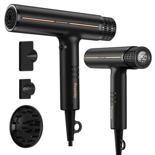 Prastiny Professional Hair Dryer in Black with LCD display