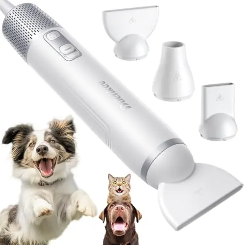 buenkee white handheld dog dryer with three speed settings