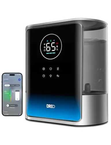 DREO 8L smart humidifier with silver finish for large rooms