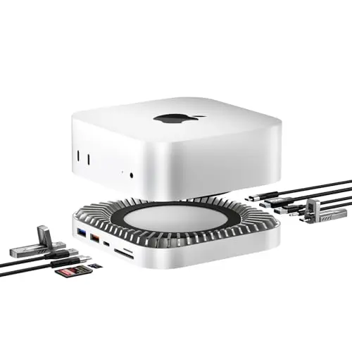 RayCue aluminum docking station with SSD slot for Mac mini M4