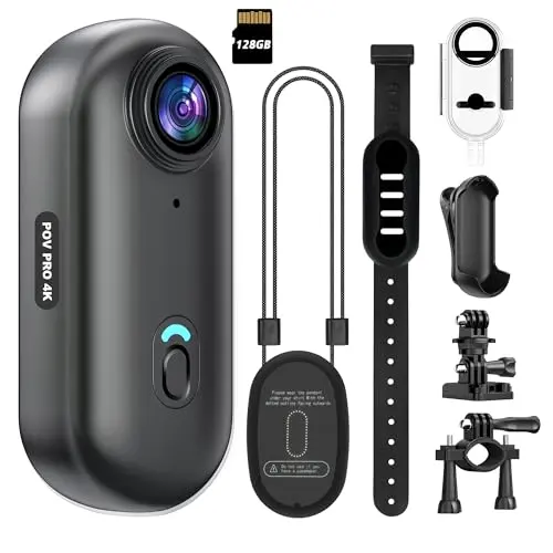 Intepoll thumb-sized camera with magnetic back and clip mount