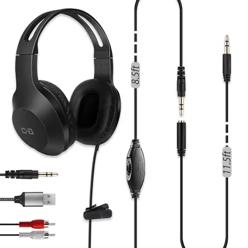 DUNGZDUZ extra long straight cord headphones with adapters