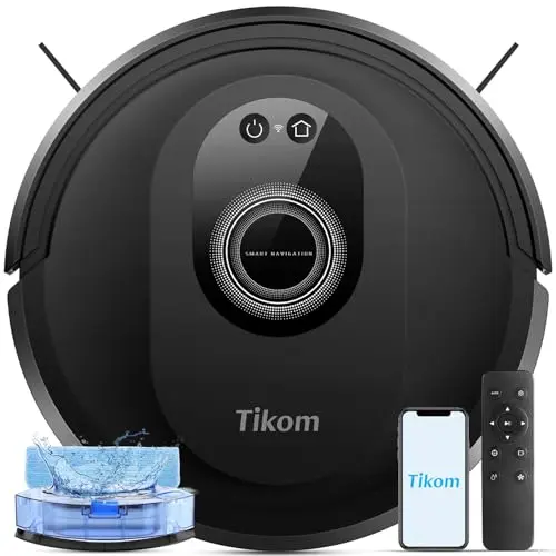 Tikom G8000 Max slim robot vacuum cleaning under a kitchen table