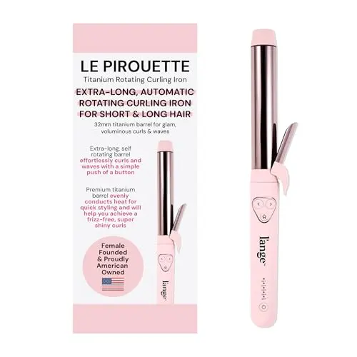 L'ANGE HAIR Le Pirouette titanium rotating curling iron in blush
