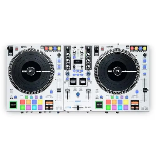 Rane ONE MKII white DJ controller with motorized platters and OLED display