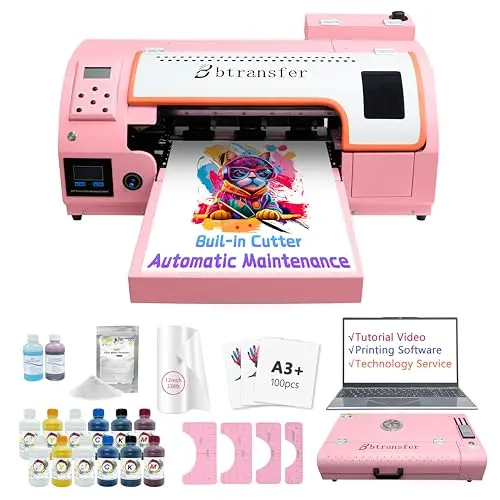 M1630 Pro DTF Printer Bundle with oven, laptop, and supplies for professional fabric printing