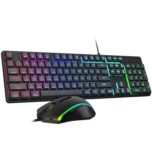 Redragon S107 RGB backlit gaming keyboard and mouse set