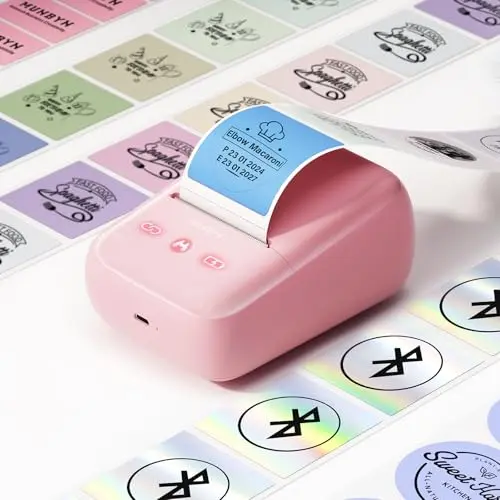 MUNBYN FM226 Pink 5-in-1 Bluetooth Thermal Label Printer