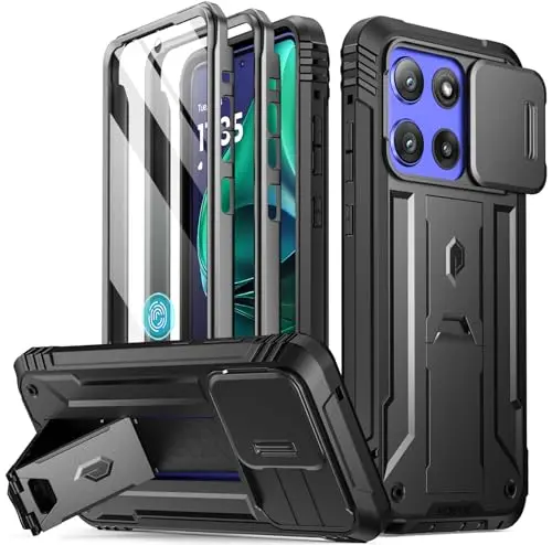 Poetic Revolution black rugged case with slide camera cover for Moto G Stylus 5G 2025