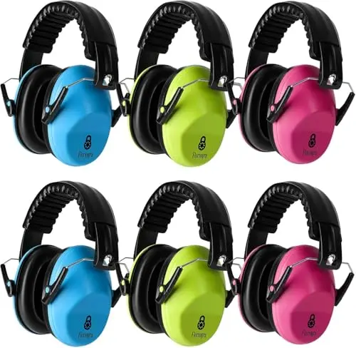 6-Pack assorted color kids hearing protection noise reduction earmuffs