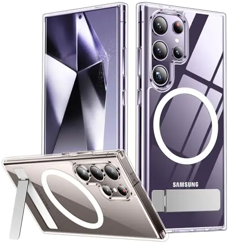 SPIDERCASE magnetic clear case with built-in stand for Samsung Galaxy S24 Ultra