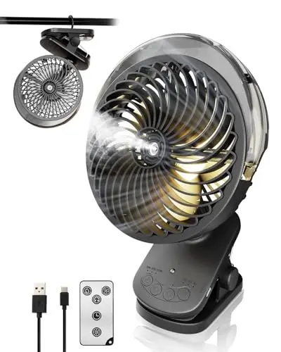 LiangJJ 6-inch clip on fan with remote control and LED light
