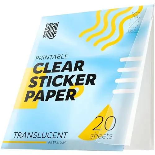 SMALL SMILE 95% clear sticker paper compatible with laser and inkjet printers