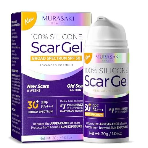 MURASAKI BEAUTY silicone scar gel tube with SPF 30 label