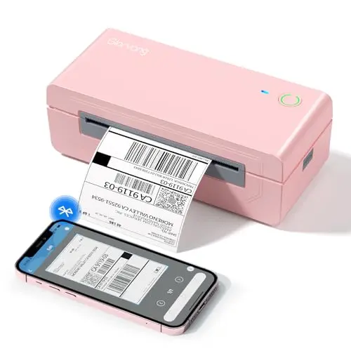 Gloryang pink compact Bluetooth shipping label printer