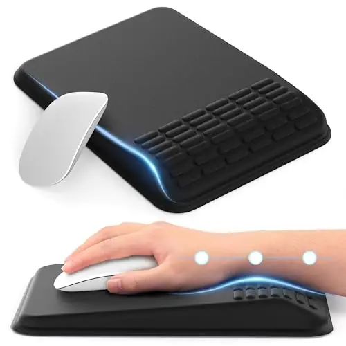 MEKASS classic black ergonomic mouse pad with wrist support and memory foam