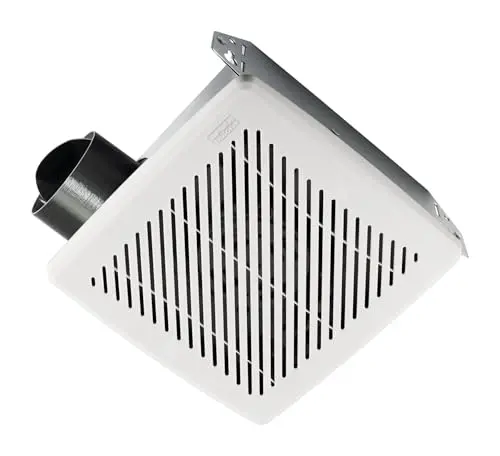 Broan-NuTone 50 CFM white bathroom exhaust fan with a louvered grille