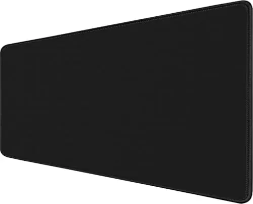 ampoock XXL extended black gaming mouse mat with stitched edges