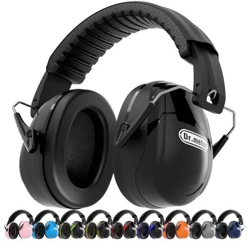 DR.METER Black heavy-duty noise cancelling earmuffs for adults and kids