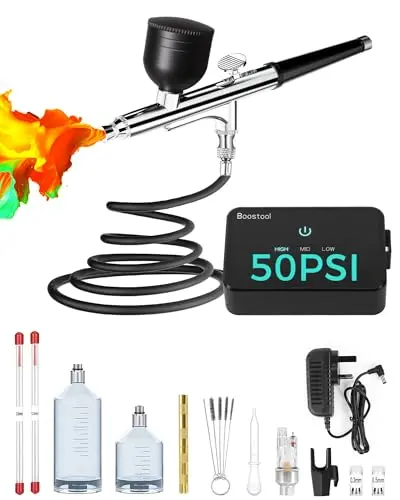 Boostool portable airbrush kit with high-pressure compressor