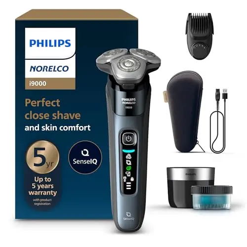 Philips Norelco Shaver i9000 in Taubenblau blue with charging case