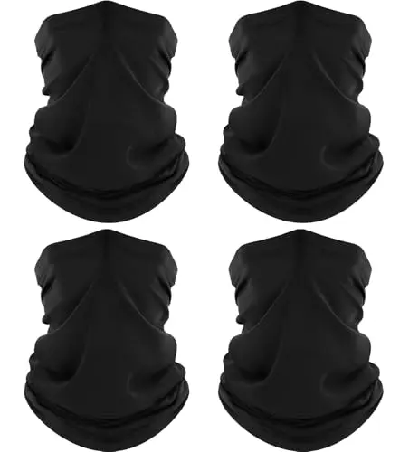 ROXUN 4 pack of black neck gaiter face masks