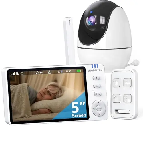 Sair pet elderly monitor with camera, 5-inch screen, and separate SOS remote button