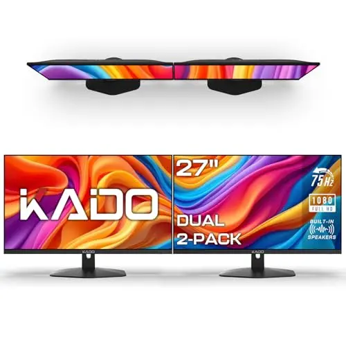 Dual pack of two flat 27-inch Kado computer monitors