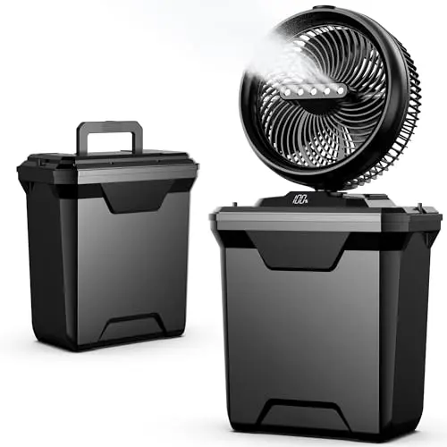 xasla 10 inch bucket misting fan with large 11L water tank and remote