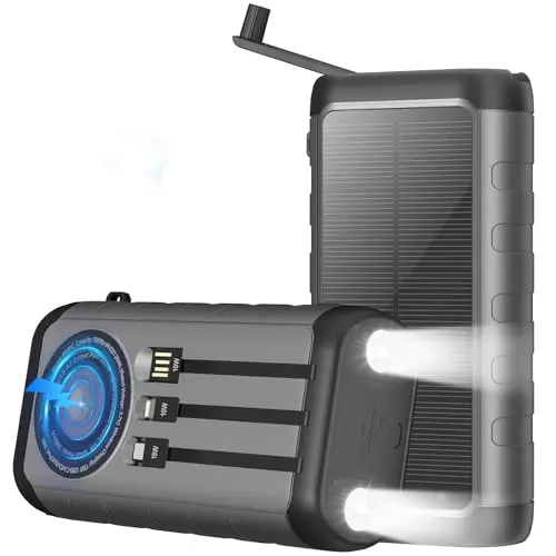 YELOMIN solar power bank with a hand crank on the side.