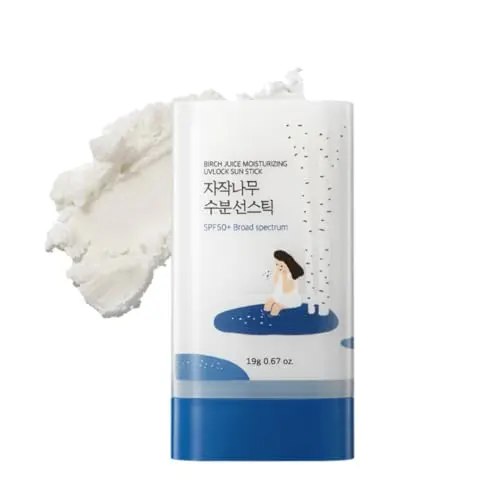 ROUND LAB Birch Juice Moisturizing Sun Stick in a clear stick tube