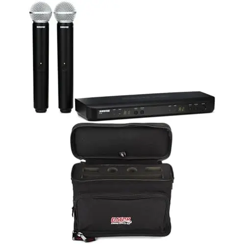Shure BLX288/SM58 Dual Channel Wireless Microphone System with two iconic handheld microphones.
