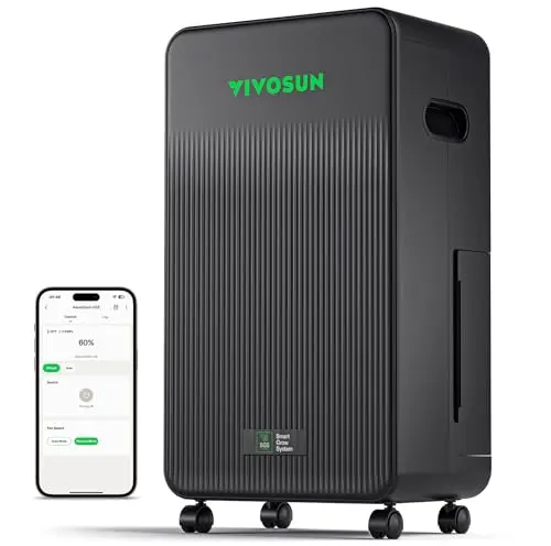 VIVOSUN smart dehumidifier with app control and caster wheels for grow tents