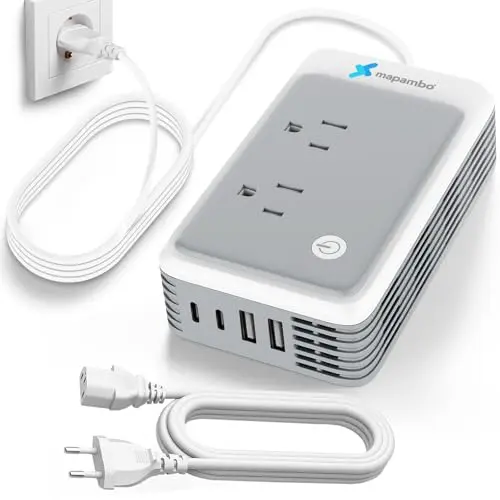 Mapambo 300W European travel voltage converter with USB-C ports