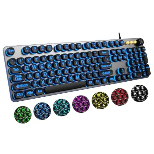 QUASIO large print illuminated keyboard with multimedia control knob