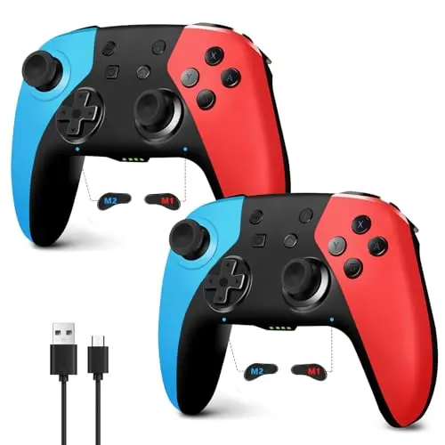 AceGamer 2-pack of wireless Switch controllers with Hall Effect joysticks