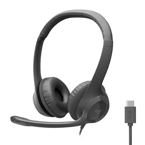 Logitech H391 USB-C wired on-ear headset with microphone for Chromebook