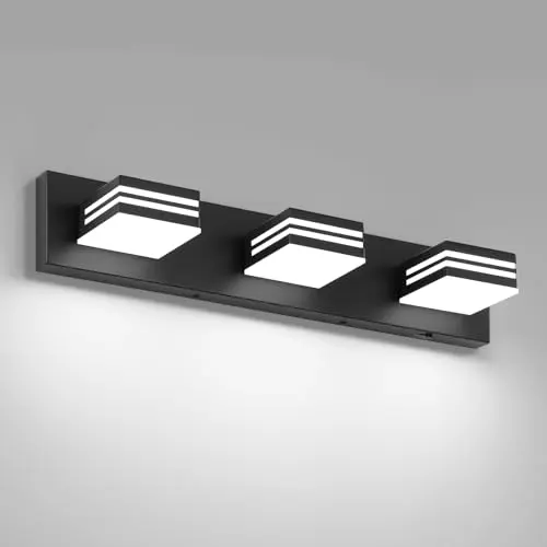 Liilokte matte black 3-light bathroom vanity fixture with rotatable lamp heads