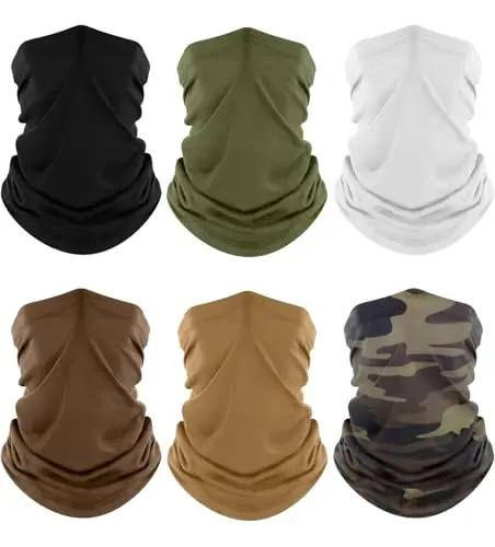 Fuinloth 6 pack of assorted color neck gaiter face masks