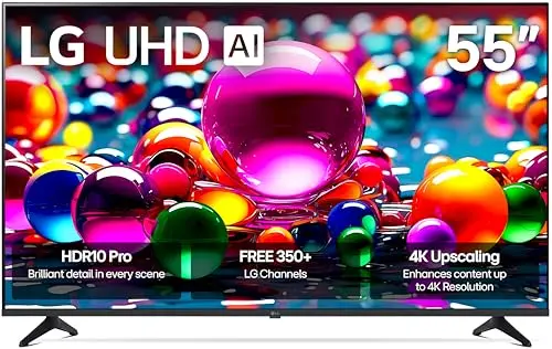 LG 55-inch 4K AI smart TV with sleek black design