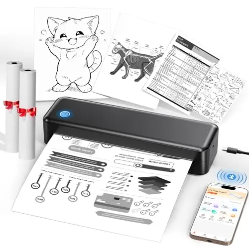 PEDOOLO A40 portable thermal printer kit with paper rolls included