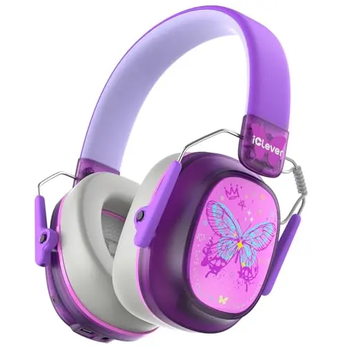 iClever purple Bluetooth noise cancelling headphones for kids and adults
