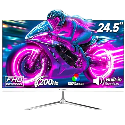 Gawfolk white 24.5 inch frameless gaming monitor