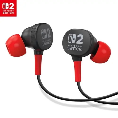 PowerA officially licensed wired earbuds for Nintendo Switch 2 in black with drawstring bag
