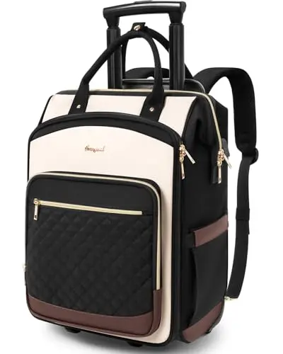 Arcoyard rolling backpack in beige brown with dual opening