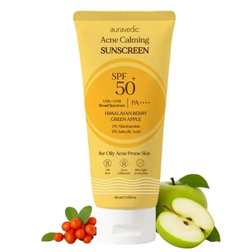 Auravedic Acne Calming Sunscreen SPF 50 tube